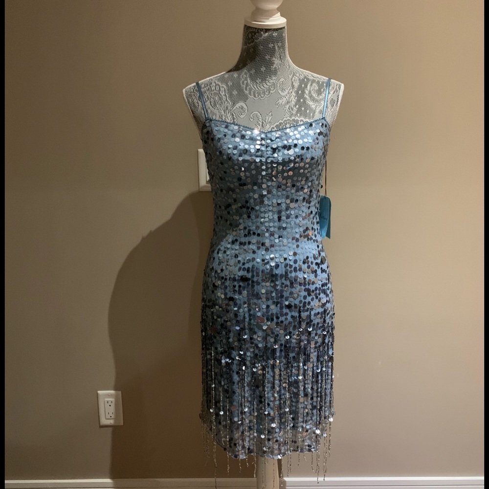 Marciano Blue & Silver Beaded Dress